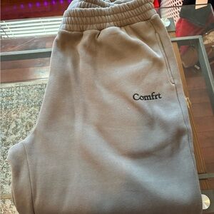 Comfort Embroidered Sweatpants - Taupe